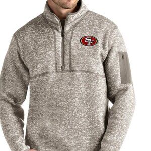 NWT:San Francisco 49ers Antigua Fortune Quarter-Zip Pullover Jacket - Oatmeal
